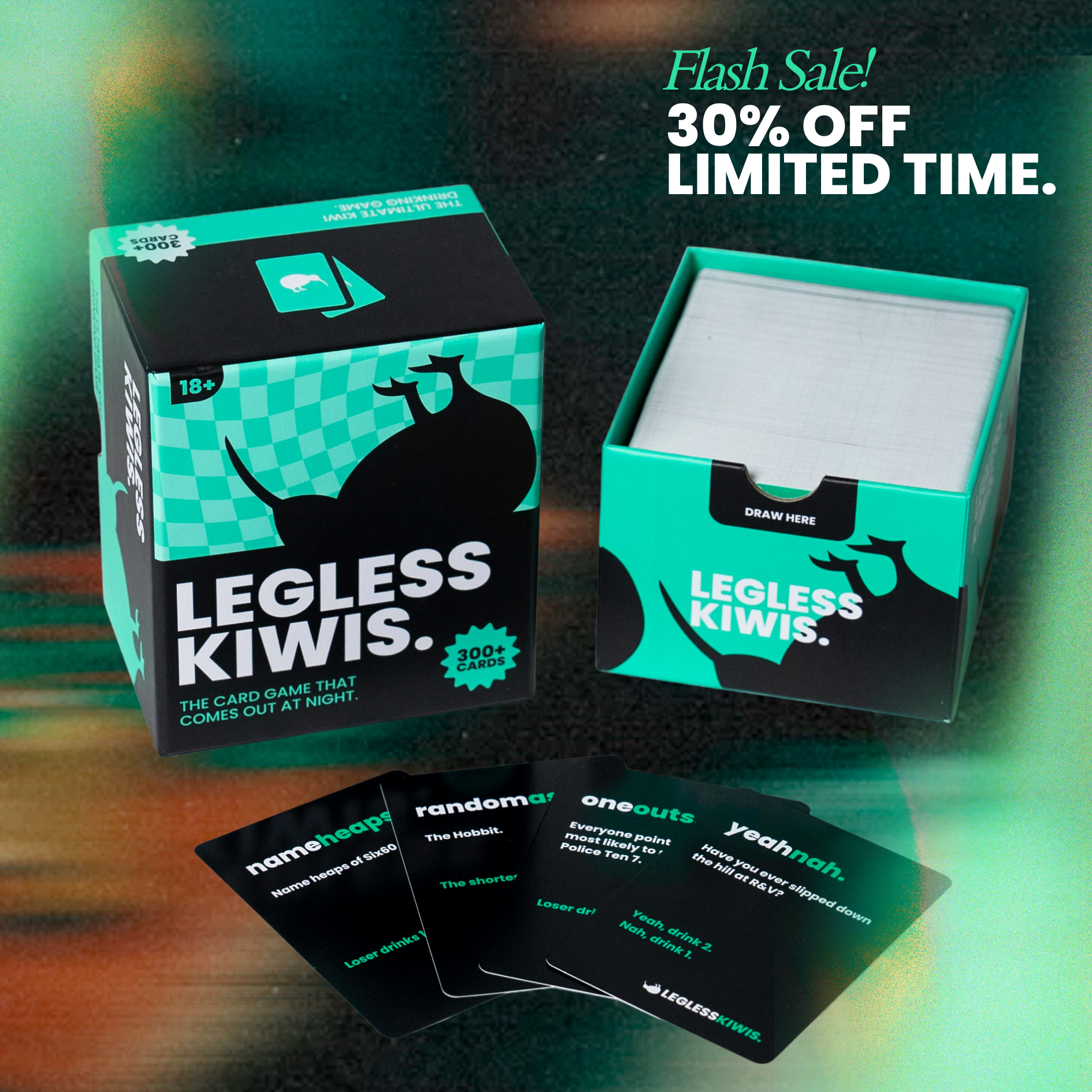Legless Kiwis, New Zealand Kiwi drinking card game box 300 cards