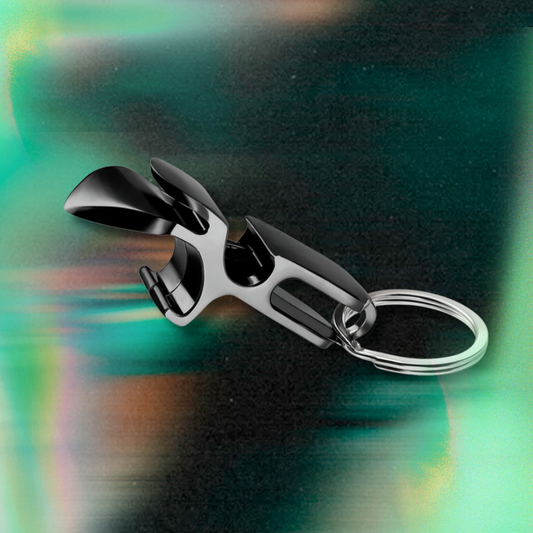 Shotgun can opener drink fast skulling device keyring